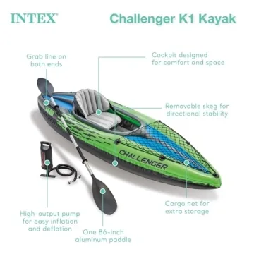 Intex Challenger K1 Inflatable Kayak for Easy Paddling