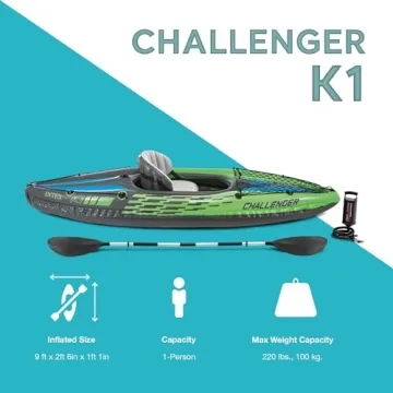 Intex Challenger K1 Inflatable Kayak for Easy Paddling