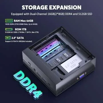 ACEMAGIC Mini PC, i5-11320H(Up to 4.5 GHz) Mini Computer Desktop PC, 16GB DDR4 512GB M.2 NVMe PCIe 3.0 SSD Mirco Computer Tower, Support 4K/WiFi 6/BT 5.2/Dual HDMI/LAN/USB 3.0/VESA for Office