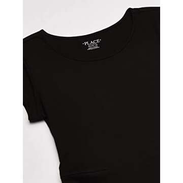 The Children's Place Big Girl's Short Sleeve Solid Knit Pleat Dress Dress, Black, L (10/12)