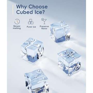 ecozy Ice Cube Maker Countertop for Home Kitchen & Bar - 45 lbs Ice Daily, Self-Cleaning, Fast & Sty...
