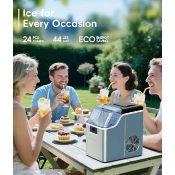 ecozy Ice Maker 45 lbs Daily, Self-Cleaning, Fast Ice Production