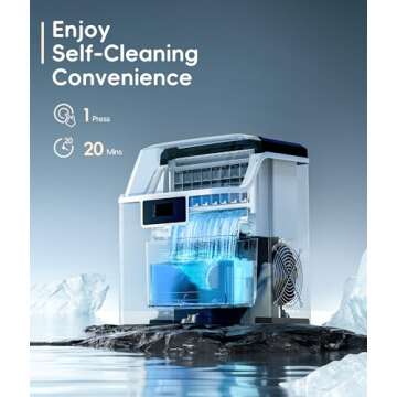 ecozy Ice Maker 45 lbs Daily, Self-Cleaning, Fast Ice Production