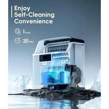 ecozy Ice Maker 45 lbs Daily, Self-Cleaning, Fast Ice Production