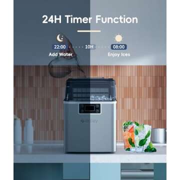 ecozy Ice Maker 45 lbs Daily, Self-Cleaning, Fast Ice Production