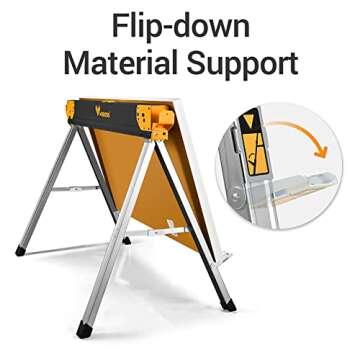 WORKESS Folding Sawhorses - Heavy Duty, Lightweight, Portable