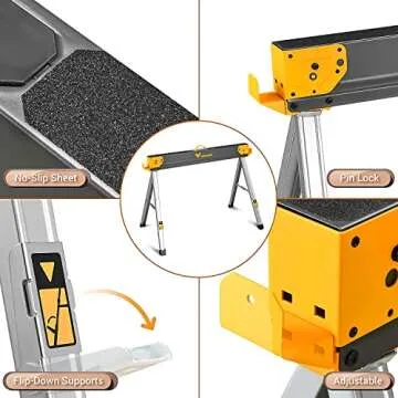 WORKESS Folding Sawhorses - Heavy Duty, Lightweight, Portable