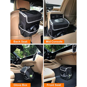 Olitec Car Trash Can - Waterproof 2.5 Gallon Organizer for Vehicles