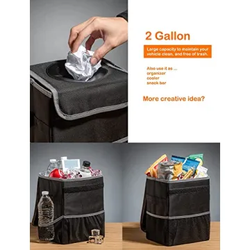 Olitec Car Trash Can - Waterproof 2.5 Gallon Organizer for Vehicles