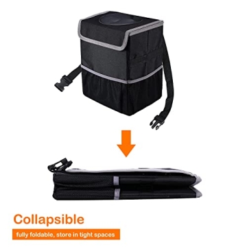 Olitec Car Trash Can - Waterproof 2.5 Gallon Organizer for Vehicles