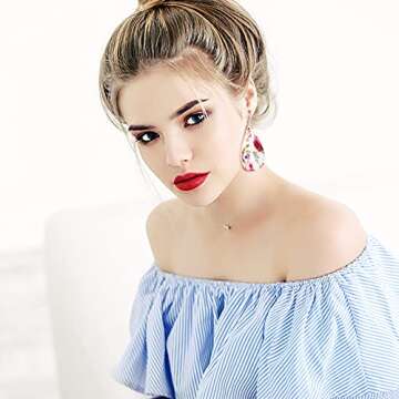 25 Pairs Faux Leather Earrings Teardrop Dangle Lightweight Leaf Earrings for Valentine's Day Christmas(Beautiful Style)