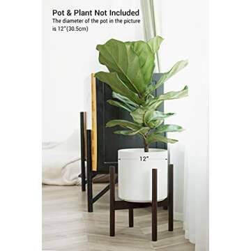 Mkono Plant Stand Mid Century Wood Flower Pot Holder (Plant Pot NOT Included) Modern Potted Stand In...