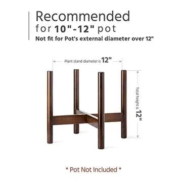 Mkono Plant Stand Mid Century Wood Flower Pot Holder (Plant Pot NOT Included) Modern Potted Stand Indoor Display Rack Rustic Decor, Up to 12 Inch Planter, Dark Brown