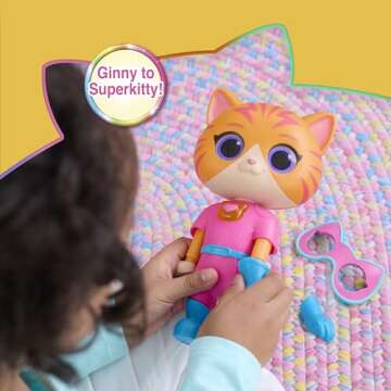 Just Play Disney Junior SuperKitties Cat-Tastic Transforming Ginny Lights and Sounds Figure, Kids Toys for Ages 3 Up