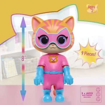Just Play Disney Junior SuperKitties Cat-Tastic Transforming Ginny Lights and Sounds Figure, Kids Toys for Ages 3 Up