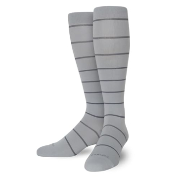 Comrad Nylon Knee High Socks - 15-20mmHg Graduated Compression Socks, (Medium, Grey/Charcoal) - Soft...