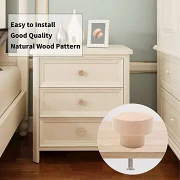 Bmgop 10PCS Wood Knobs Flat Top Round Cabinet Knobs 1.39"(35mm) Unfinished Wooden Dresser Drawer Pulls Kitchen Cabinet Handles