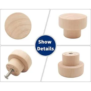 Bmgop 10PCS Wood Knobs Flat Top Round Cabinet Knobs 1.39"(35mm) Unfinished Wooden Dresser Drawer Pulls Kitchen Cabinet Handles