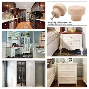 Bmgop 10PCS Wood Knobs Flat Top Round Cabinet Knobs 1.39"(35mm) Unfinished Wooden Dresser Drawer Pulls Kitchen Cabinet Handles