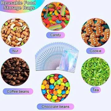 100 Premium Holographic Zip Bags for Food & Gifts