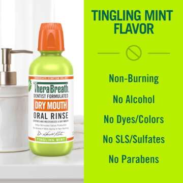 TheraBreath Dry Mouth Oral Rinse, Tingling Mint, Dentist Formulated, 16 Fl Oz (2-Pack)