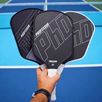 Professor PhD T700 Raw Carbon Fiber Premium Pickleball Paddle Racket - Precision Honeycomb Core - Enhanced Power & Control - USAPA Pickleball Approved