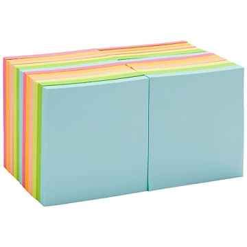 Amazon Basics Bulk Sticky Notes 3x3 inch, Office Supplies for Desk, 24-Pack, Assorted Colors