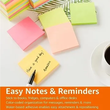 Amazon Basics 3x3 Sticky Notes Assorted Colors 24-Pack