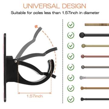 CIEMGNZOC 6 PCS Curtain Rod Bracket Holder, Universal Self Adhesive Wall Mount fits Support Curtain ...