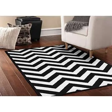 Garland Rug Chevron Area Rug, 5 by 7-Feet, Large, Black/White