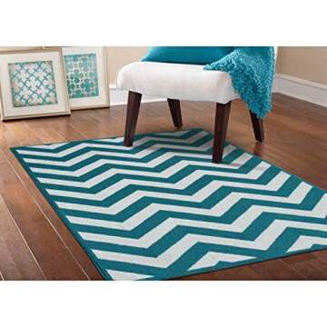 Garland Rug Chevron Area Rug, 5 by 7-Feet, Large, Black/White