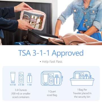 PACKISM TSA Approved Toiletry Bag - 3 Pack Upgrade Color-Edged Clear Makeup Bag, Clear Toiletry Bag ...