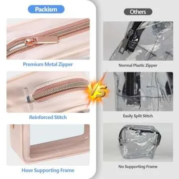 PACKISM TSA Approved Toiletry Bag - 3 Pack Upgrade Color-Edged Clear Makeup Bag, Clear Toiletry Bag For Traveling Fits Various Storage Needs, Pink