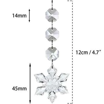 Jishi 30pk Snowflake Crystal Christmas Ornaments for Tree Decorations, Hanging Clear Acrylic Snowfla...