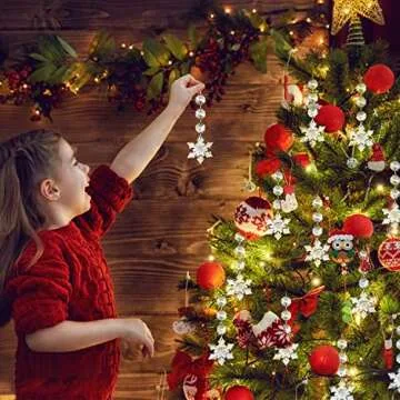 Jishi 30pk Snowflake Crystal Christmas Ornaments for Tree Decorations, Hanging Clear Acrylic Snowflake Ornaments for Christmas Tree Indoor Home Decor, Snow Flake Stars Winter Wonderland Party Supplies