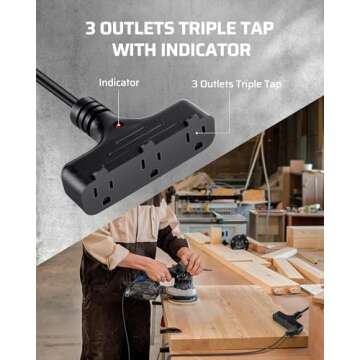 DEWENWILS 30 Ft Retractable Extension Cord Reel, Ceiling or Wall Mount 16/3 Gauge SJTW Power Cord with 3 Electrical Outlets Pigtail for Garage and Shop, 10 Amp Circuit Breaker, Metal Plate, UL Listed