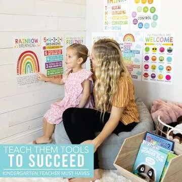 8 Calming Corner Posters For Classroom Must Haves For Teachers - 11x17" Calm Down Corner Supplies, Feelings Chart For Kids Ages 4-8, Toddler Emotions Chart, Rainbow Classroom Decor