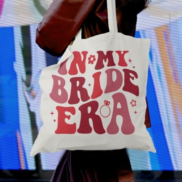 OTOUO Pink Bridal Canvas Tote Bag Elegant Bride Gift