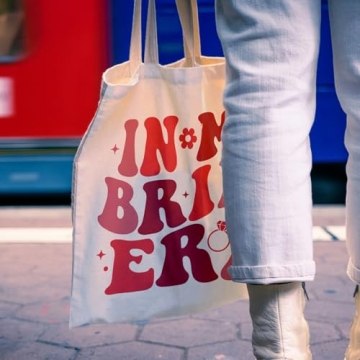 OTOUO Pink Bridal Canvas Tote Bag Elegant Bride Gift