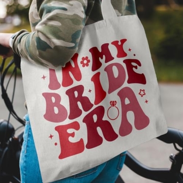 OTOUO Pink Bridal Canvas Tote Bag Elegant Bride Gift