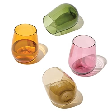 TOSSWARE RESERVE 16oz Stemless Wine Glasses - Set of 4, Unbreakable & Stylish