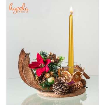 Hyoola Tall Taper Candles - 10 Inch Metallic Gold Dripless, Unscented Dinner Candle - Paraffin Wax with Cotton Wicks - 8 Hour Burn Time (Pack of 12)