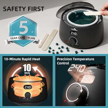 Lifestance Waxing Kit- L2 Digital Wax Warmer Hair Removal Machine- 4 Packs of Wax Beads(14.1 oz total) with 42 Items- Wax Pots Professional for All Hair Types- Eyebrow- Facial- Bikini