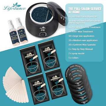 Lifestance Waxing Kit- L2 Digital Wax Warmer Hair Removal Machine- 4 Packs of Wax Beads(14.1 oz total) with 42 Items- Wax Pots Professional for All Hair Types- Eyebrow- Facial- Bikini