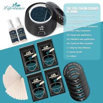 Lifestance Waxing Kit- L2 Digital Wax Warmer Hair Removal Machine- 4 Packs of Wax Beads(14.1 oz total) with 42 Items- Wax Pots Professional for All Hair Types- Eyebrow- Facial- Bikini
