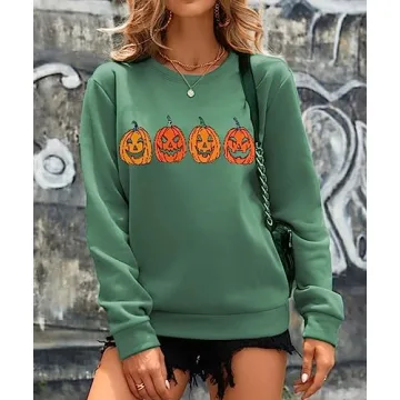 CM C&M WODRO Pumpkin Face Halloween Sweatshirt for Women
