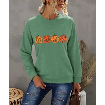 CM C&M WODRO Pumpkin Face Halloween Sweatshirt for Women