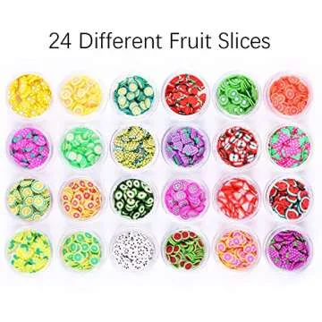 24 Boxes Fruit Slices Charms for Resin Polymer Clay Slime Making 3D Fimo Assorted Pieces Sticker Bulk for DIY Crafts Nail Art Lip Gloss Supplies Cellphone Decoration Accessories