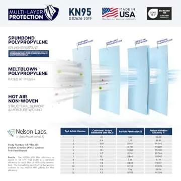 AccuMed BNX KN95 Face Mask Made in USA, KN95 Mask Disposable Particulate Protective Mask, GB2626-2019, Protection Against Dust, Pollen and Haze (20 pcs) (Earloop) (Model: E95M) Black