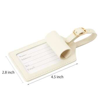 Initial Luggage Tag, PU Leather Luggage Tag, Embroidered Luggage Tag, Letter Luggage Tag, Monogrammed Luggage Tag, Luggage Tag for Baggage Bag Suitcase (M, White Leather+Pink Letter)